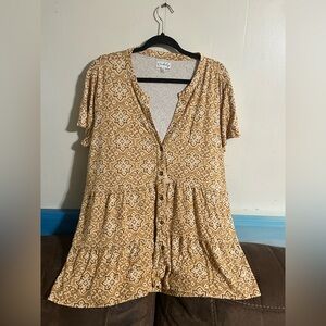 Excellent Condition Wonderly Yellow Button Up Top Size XXL